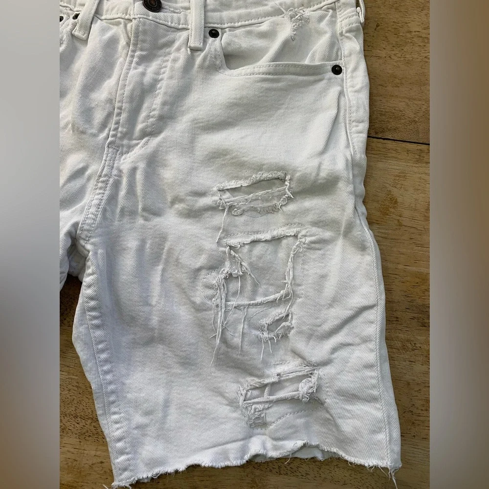 Abercrombie Kids Sz 15/16 White Denim Distressed Jean Shorts‎